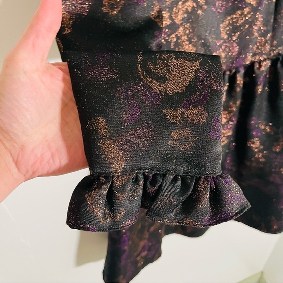 Batsheva Square Neck Mini Prairie Dress Enchantress Jacquard Flowers Whimsigoth - Picture 6 of 13